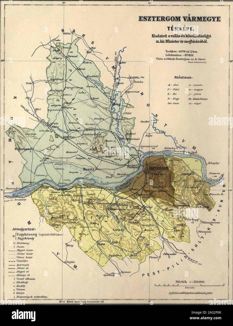 Esztergom County Administrative Map Stock Photo – Alamy, Esztergom, Hungary, Komarom Hungary, Esztergom Terkep