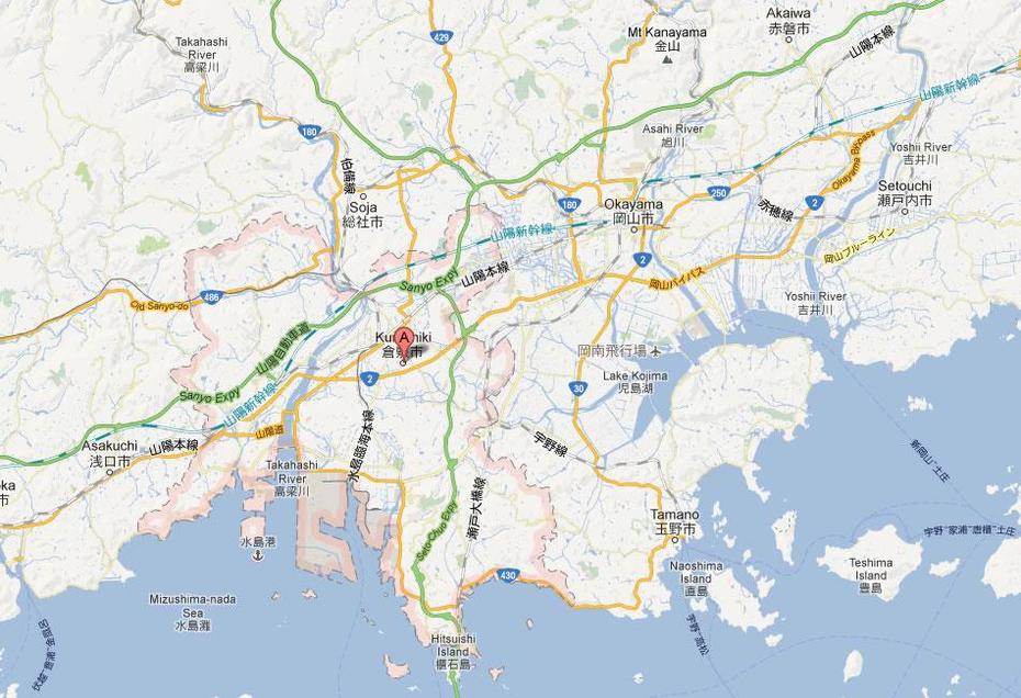 Kurashiki Map And Kurashiki Satellite Image, Kurashiki, Japan, Miho  Museum, Chugoku