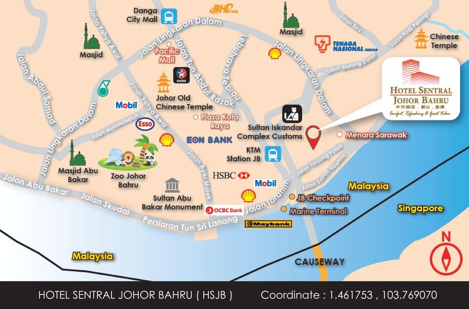 Map & Directions – Sentral Johor Bahru Hotel | Book Online, Johor Bahru, Malaysia, Utm Johor Bahru, Desaru Malaysia