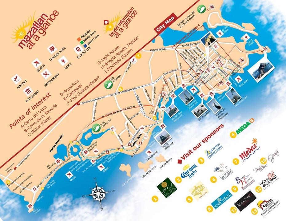 Mazatlan At A Glance Guia Turistica: City Map, Mazatlán, Mexico, Stone Island  Mazatlan, Stone Island Mazatlan