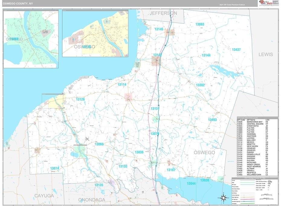 Oswego County, Ny Wall Map Premium Style By Marketmaps – Mapsales, Oswego, United States, Suny Oswego, Lake Oswego Oregon