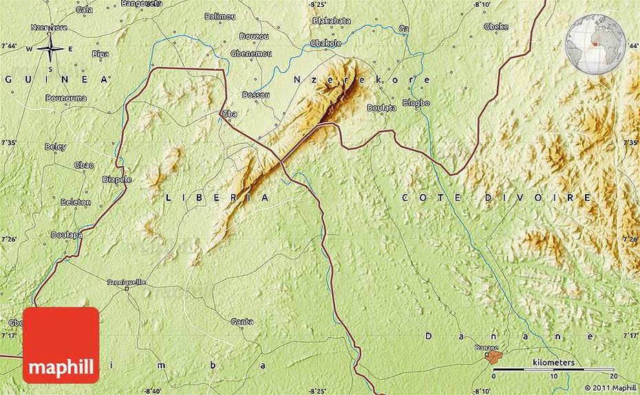 Physical Map Of Ganta, Ganta, Liberia, Monrovia Liberia Airport, Ganta Of Rice