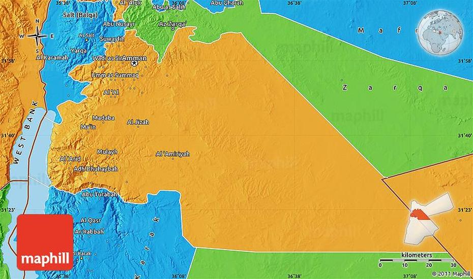 Political Map Of Amman, Amman, Jordan, Wadi Rum Jordan, Jordan Capital