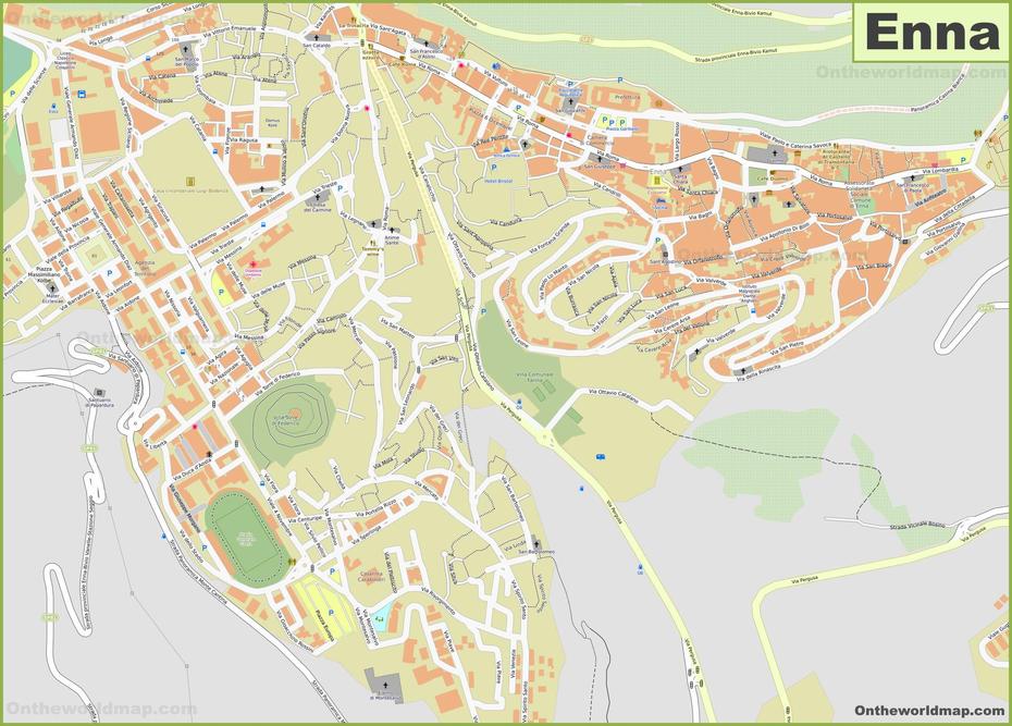 Road  Of Italy With Cities, Sicily Italy, , Enna, Italy