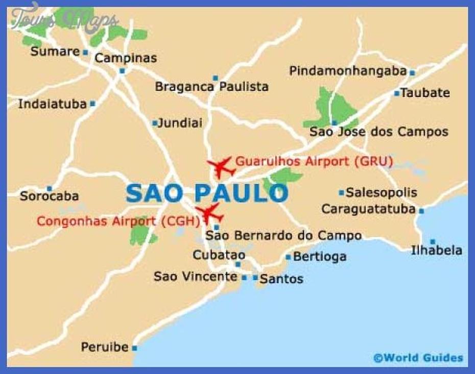 Sao Paulo Map – Toursmaps, São Paulo, Brazil, Sao Paulo Capital, Sao Paulo State