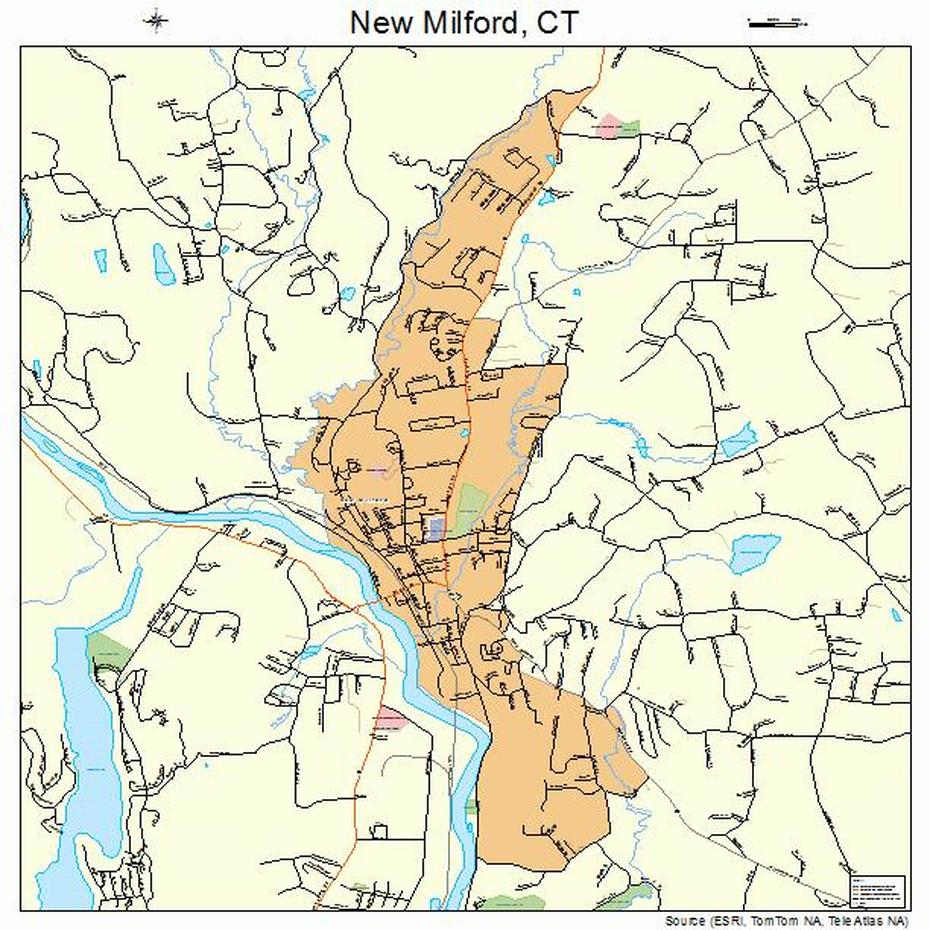 United States  With Countries, United States  With Scale, Street , New Milford, United States