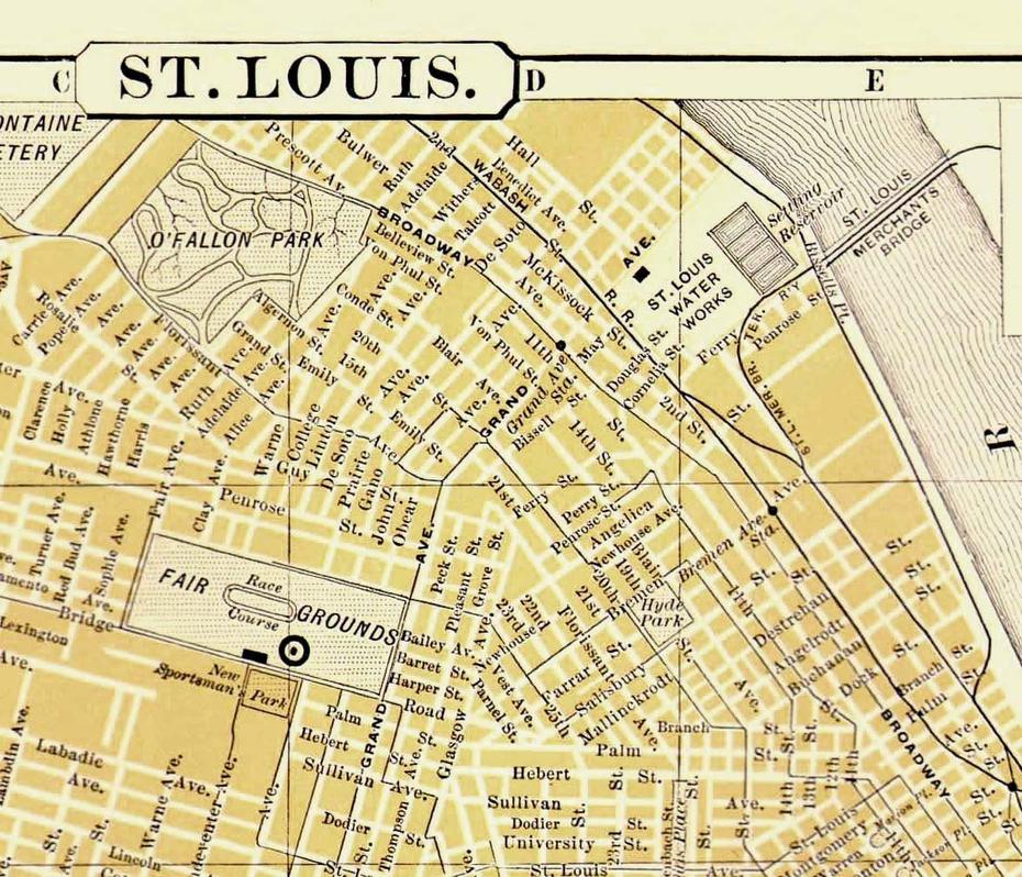 Vintage St. Louis Missouri Map United States 1898 Victorian, St. Louis, United States, Funny United States, St. Louis On Usa