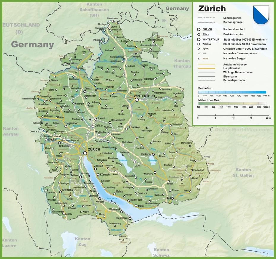 Canton Of Zurich Map With Cities And Towns, Zürich, Switzerland, Switzerland Cities, Zurich Tram