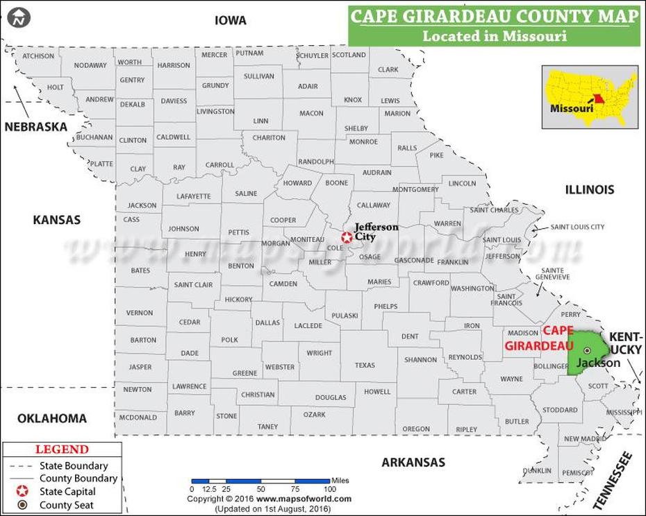 Cape Girardeau County Map, Missouri, Cape Girardeau, United States, Cape Girardeau City, Downtown Cape Girardeau