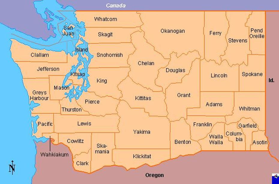 Clickable Map Of Washington (United States), Washington, United States, Large Detailed  Of Washington State, Framed United States