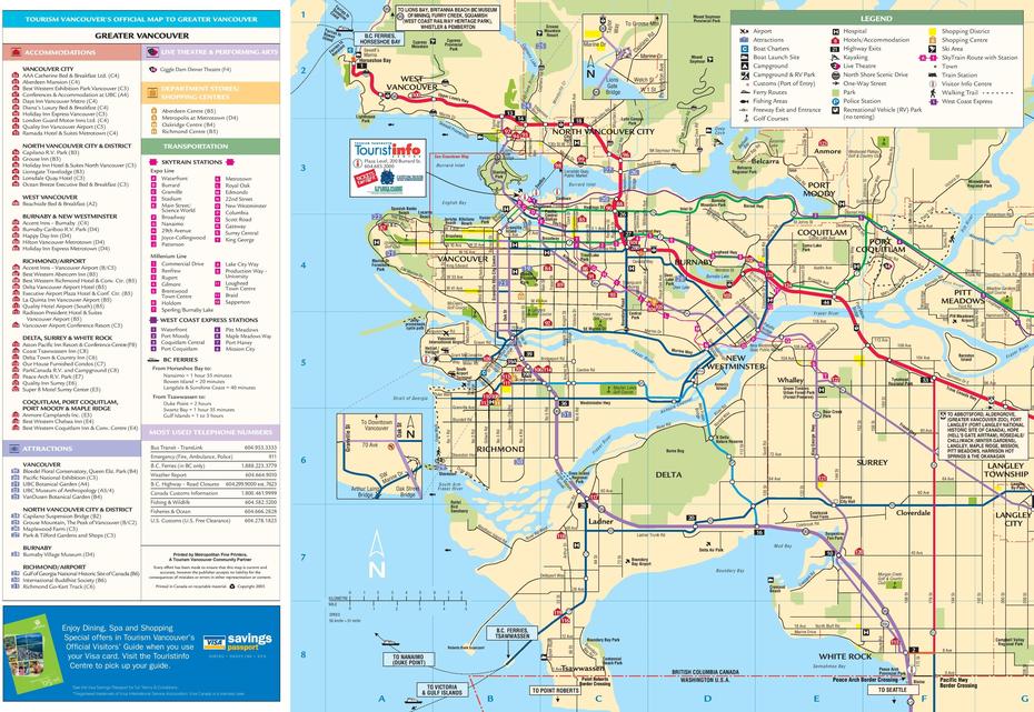 Greater Vancouver Tourist Map, Vancouver, Canada, Stanley Park Vancouver, Vancouver World