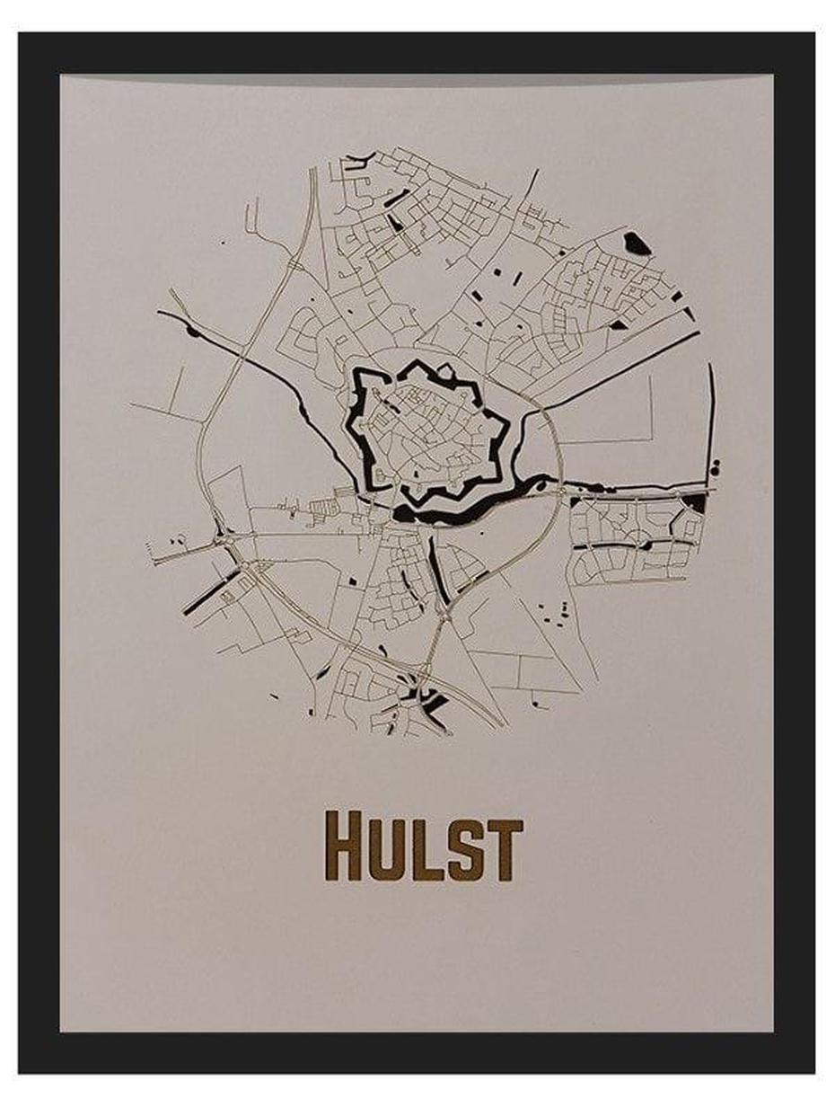 Hulst Extra Groot | 70X50Cm Lijngraveren Met Lijst | Plattegrond, Voor …, Hulst, Netherlands, Vestingstad Hulst, Van De Hulst