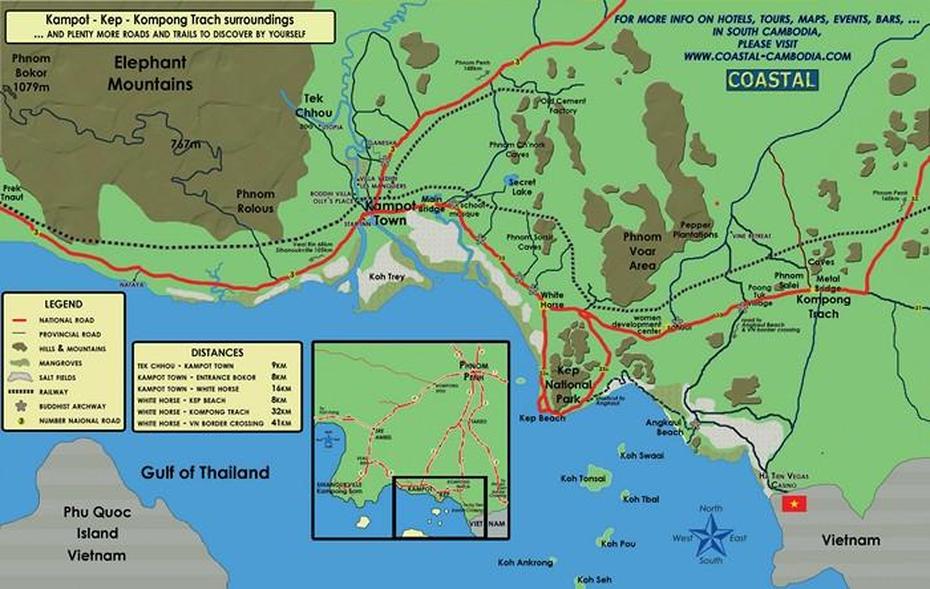 Kep, Cambodia Map. Courtesy Coastal Kep – Kampot Information Guide …, Krong Kep, Cambodia, Battambang, Cambodia Road