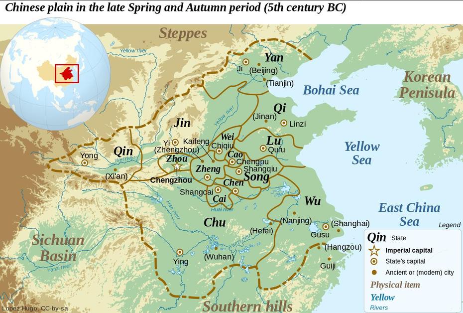 Map Of China, 5Th Century Bc. Start Of The Warring States Period …, Pencheng, China, Happy  World, Music  An Bild