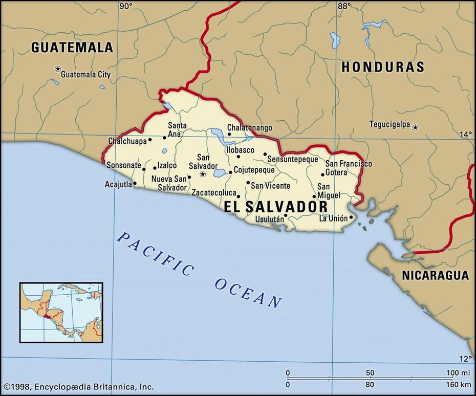 Map Of El Salvador With Cities And Geographical Facts Population …, San Salvador, El Salvador, San Salvador On World, El Salvador Cities