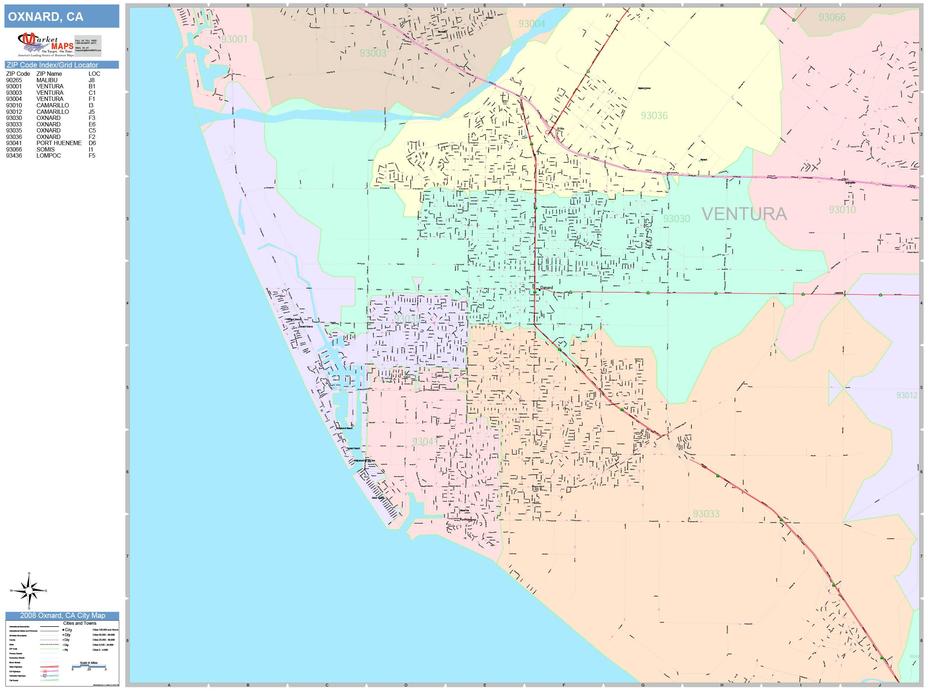 Oxnard California Wall Map (Color Cast Style) By Marketmaps – Mapsales, Oxnard, United States, New Orleans On Us, Oxnard District