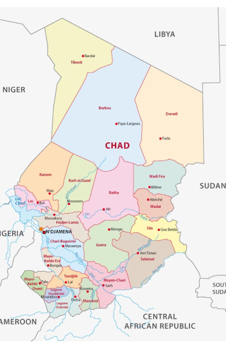 Physical  Of Chad, Republic Of Chad, World Atlas, N’Djamena, Chad