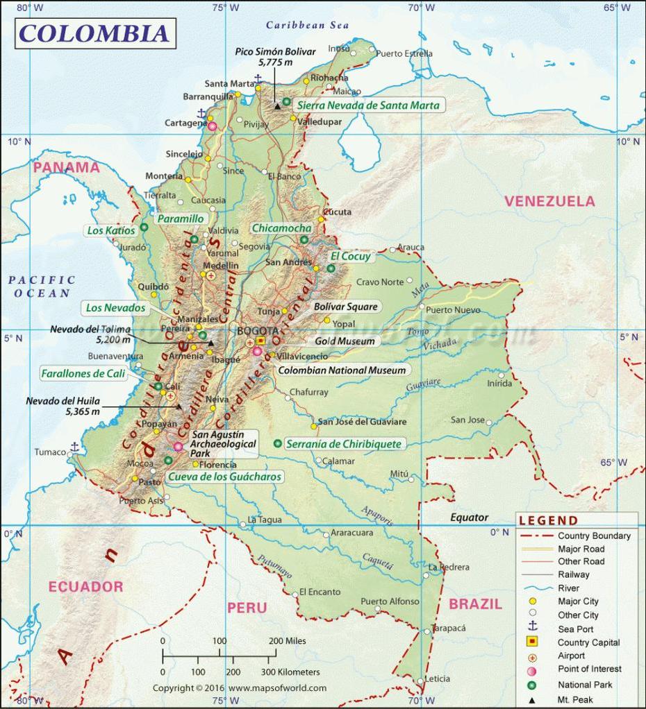 Printable Map Of Colombia | Printable Maps, Toribío, Colombia, Colombia Outline, Colombia Road