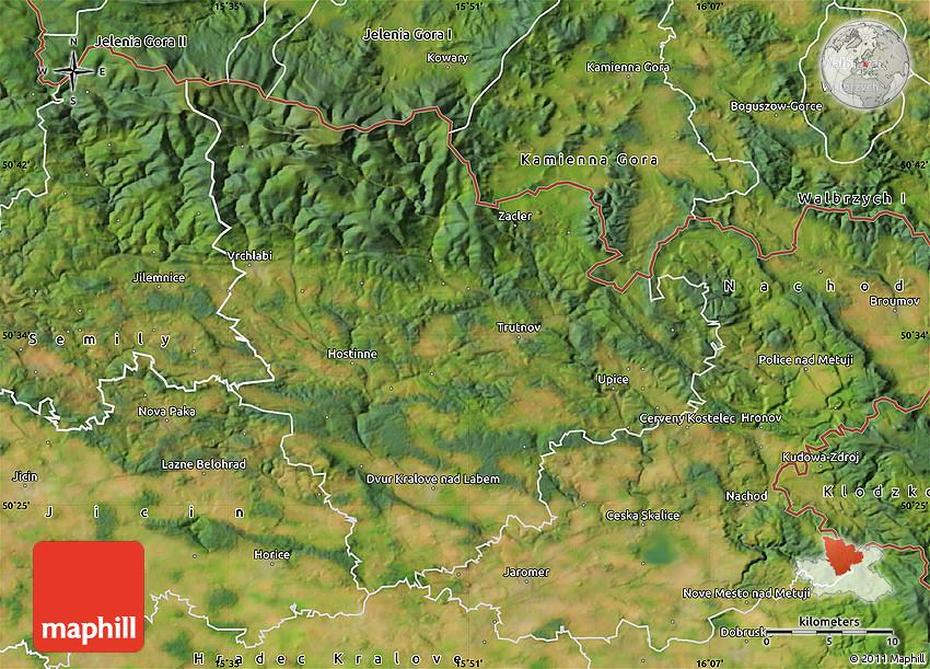 Satellite Map Of Trutnov, Trutnov, Czechia, Czech Republic Mountains, Czech Republic On Europe