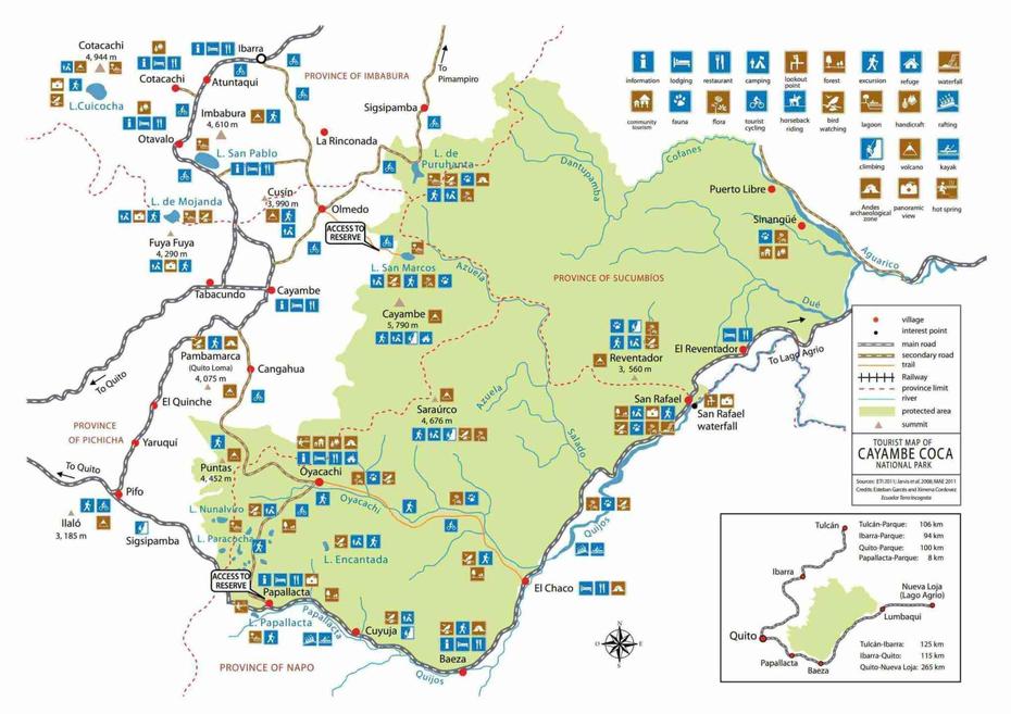 Tourist Map Of Cayambe-Coca National Park – Planetandes, Cayambe, Ecuador, Mt Cayambe, Pichincha Ecuador