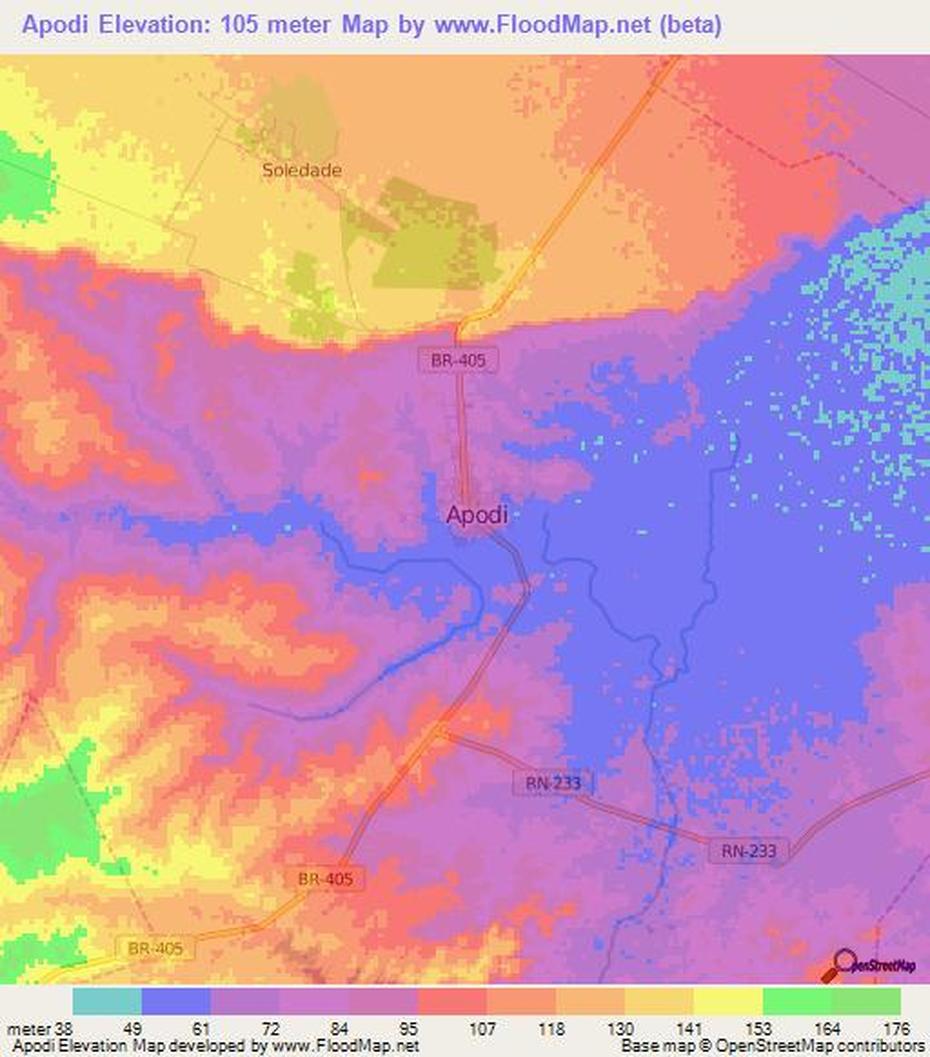 Elevation Of Apodi,Brazil Elevation Map, Topography, Contour, Apodi, Brazil, Oja  Cat, Apodi Animal