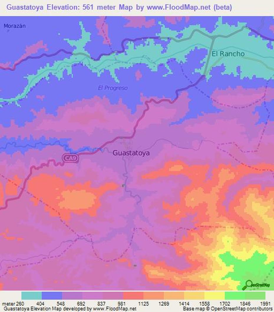 Elevation Of Guastatoya,Guatemala Elevation Map, Topography, Contour, Guastatoya, Guatemala, Sansare Guatemala, San Cristobal Guatemala