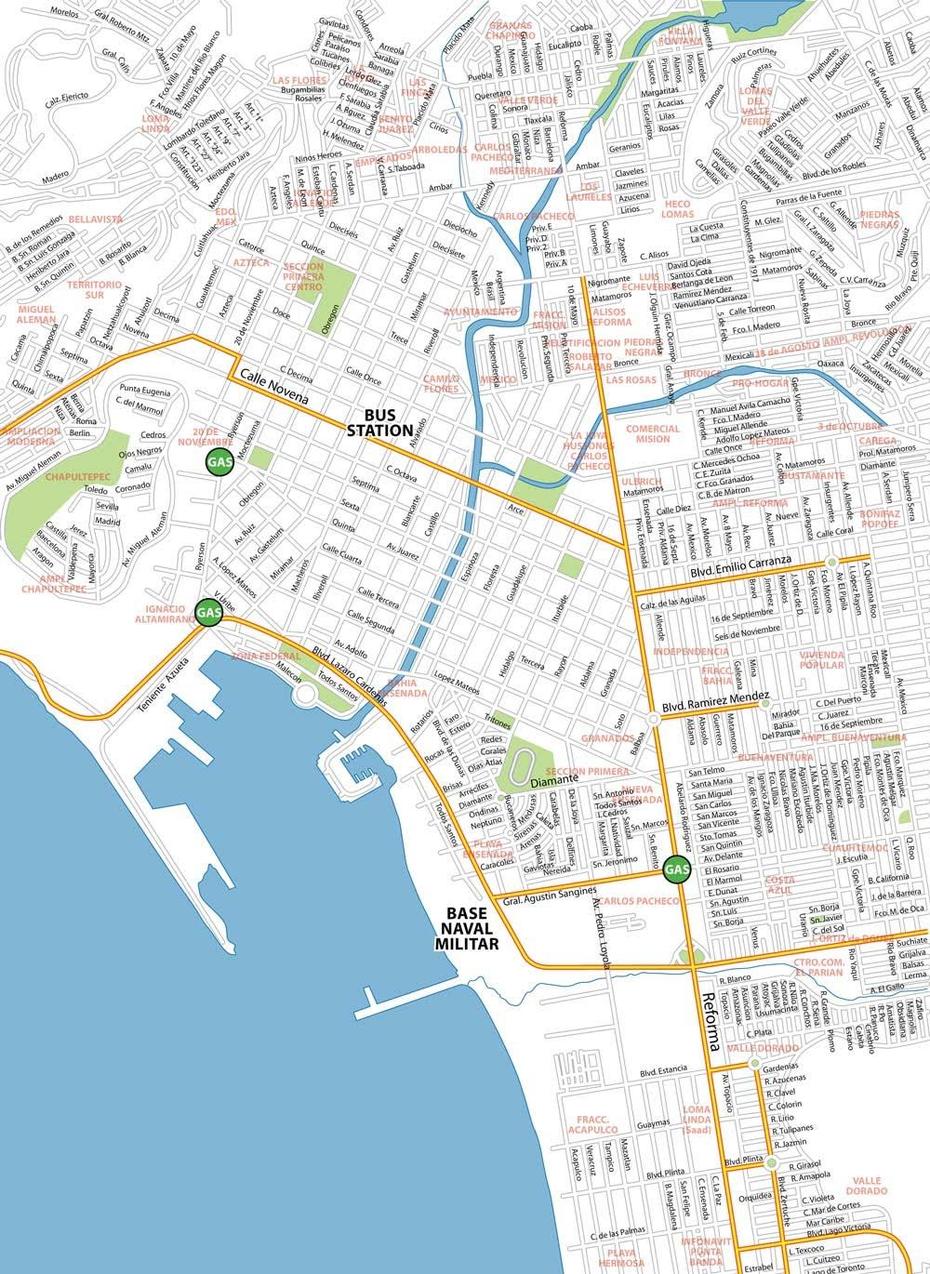 Ensenada City Map – Baja California Wiki, Ensenada, Mexico, Ensenada A, Bodega Bay California