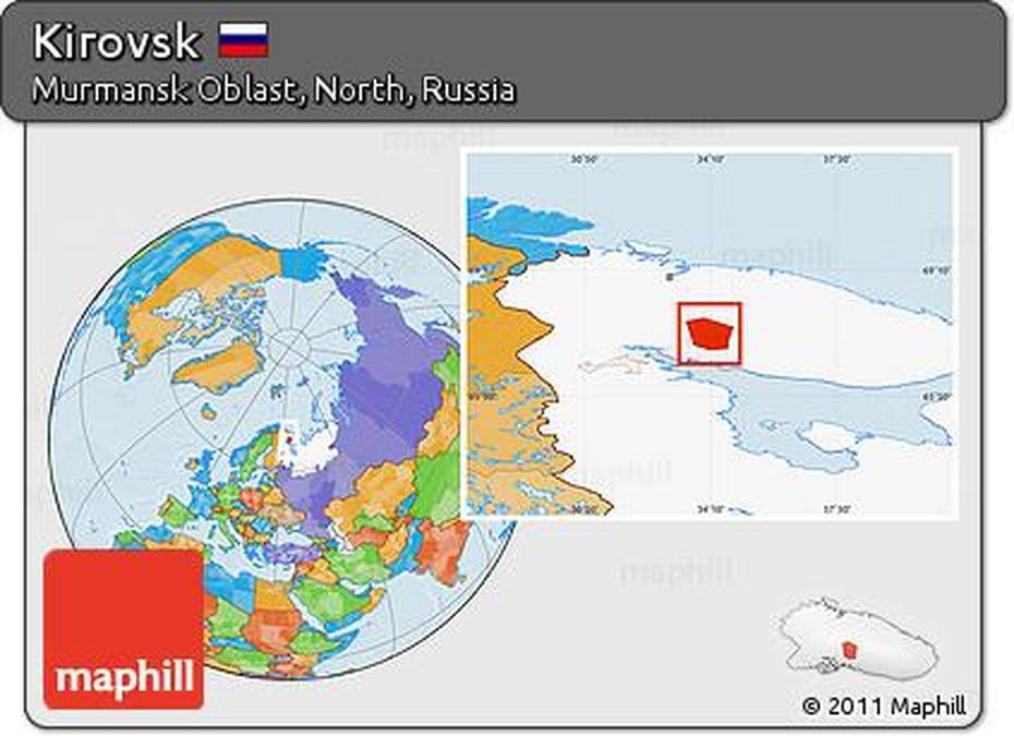 Free Political Location Map Of Kirovsk, Highlighted Grandparent Region, Kirovsk, Ukraine, Northern  Russia, Severnaya