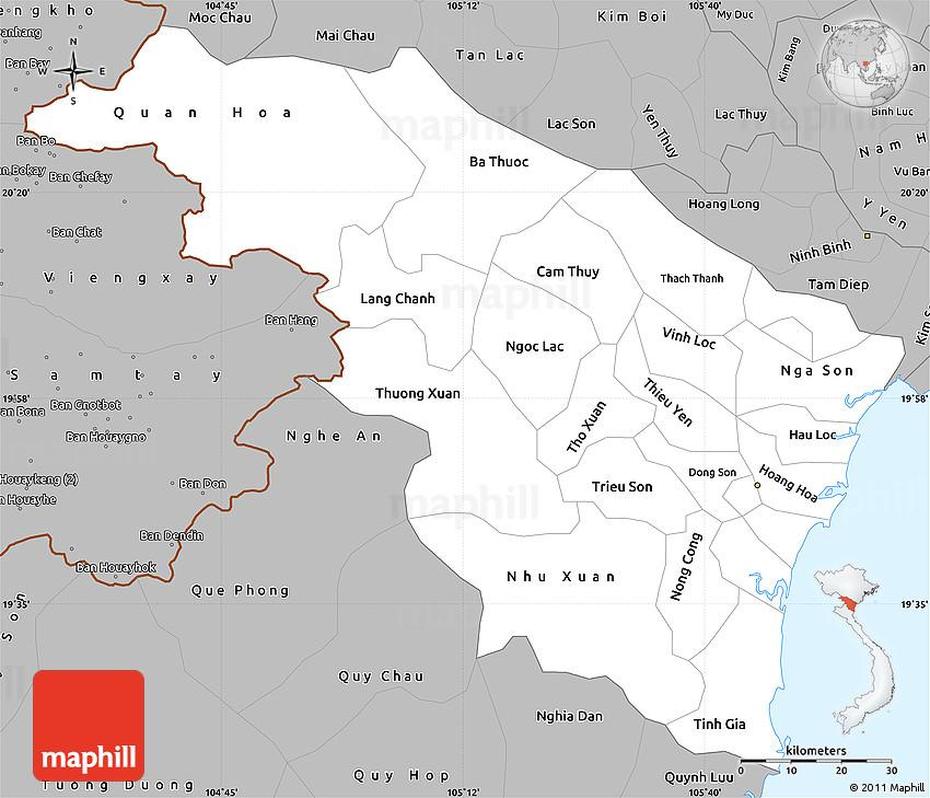 Gray Simple Map Of Thanh Hoa, Thanh Hóa, Vietnam, Thanh Lam, Lam Thanh Ha