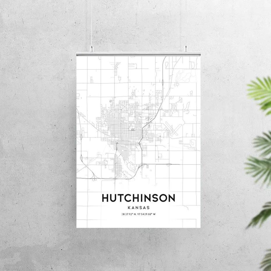 Hutchinson Map Print Hutchinson Map Poster Wall Art Ks | Etsy, Hutchinson, United States, Of Hutchinson Ks Streets, Hutchinson Minnesota