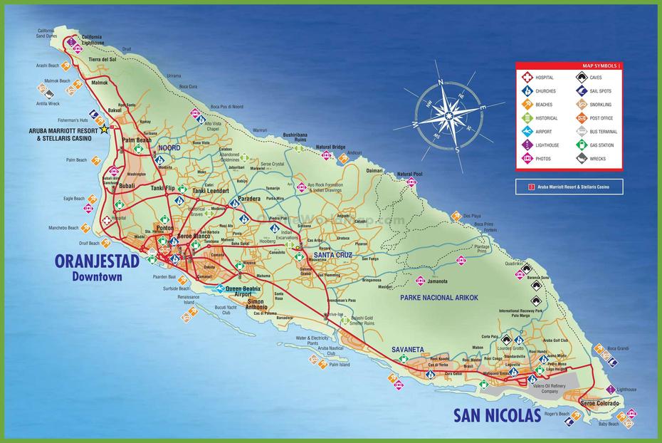 Large Detailed Tourist Map Of Aruba | Aruba Map, Tourist Map, Aruba Resorts, Oranjestad, Aruba, Aruba  Location, Paradera Aruba