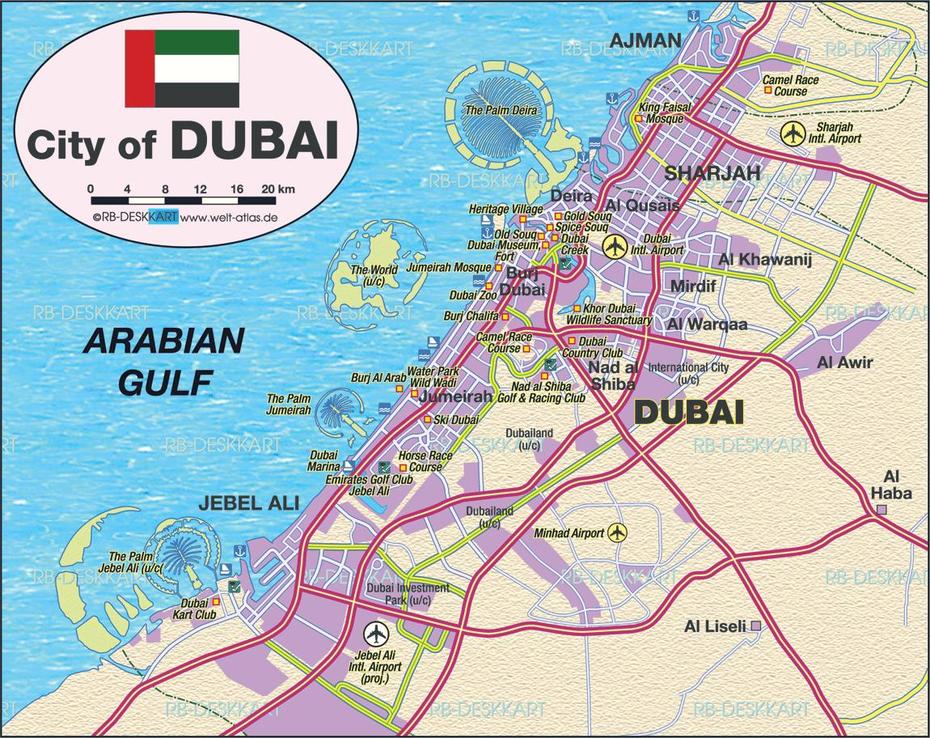 Map Of Dubai (United Arab Emirates Uae) – Map In The Atlas Of The World …, Dubai, United Arab Emirates, Dubai Hotel, Dubai Islands United Arab Emirates