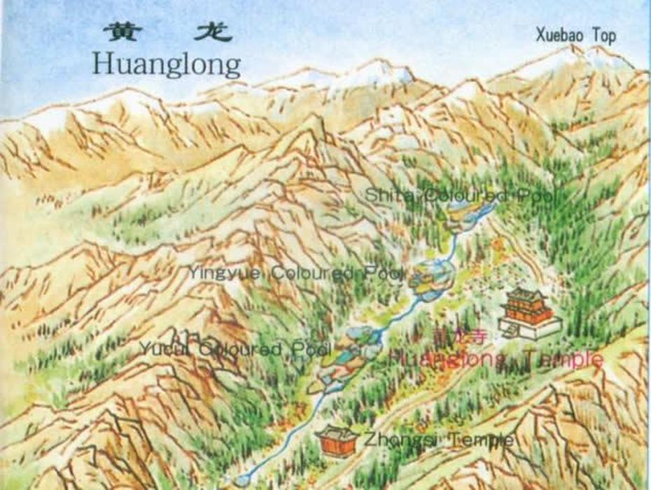 Map Of Huanglong, Sichuan Province, China, Huanglongsi, China, China  With Flag, Of China With Cities