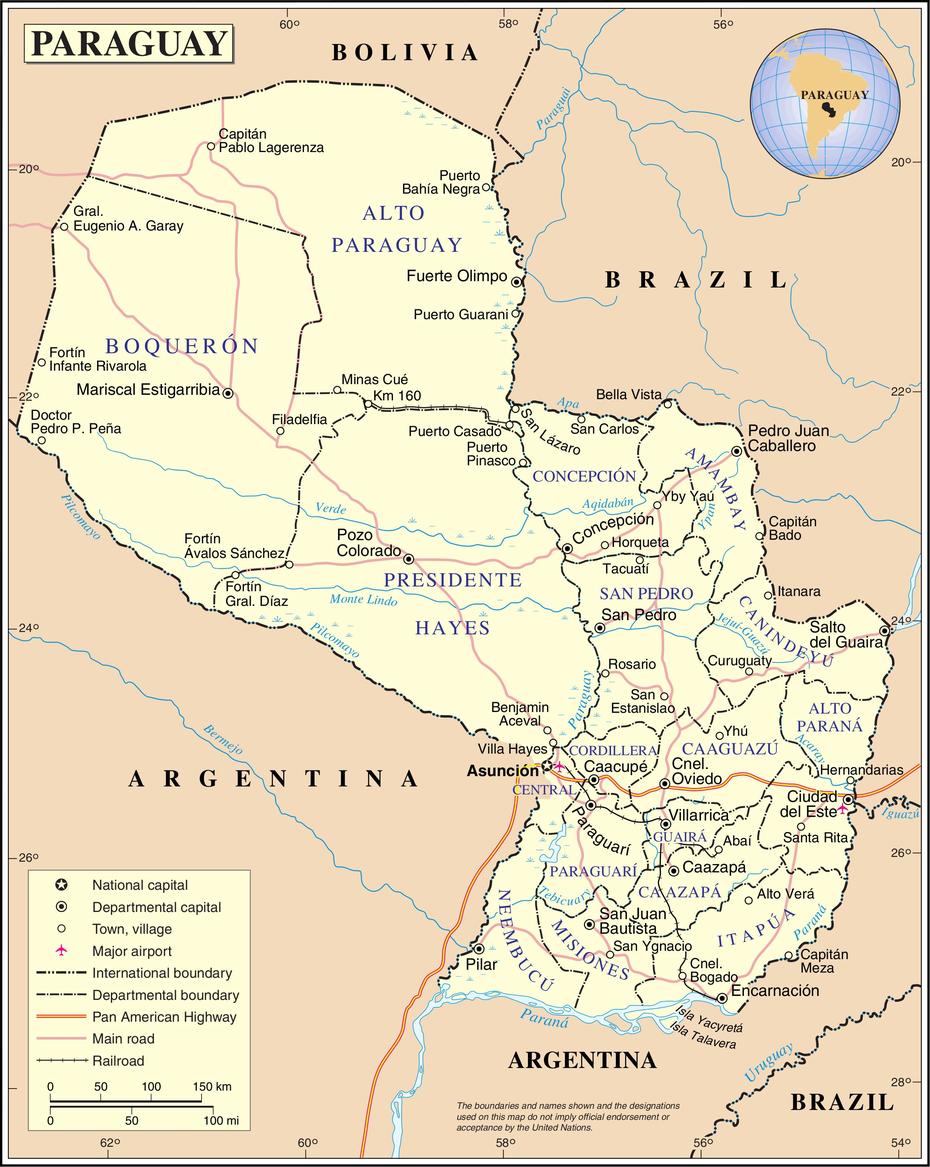 Map Of Paraguay (Political Map) : Worldofmaps – Online Maps And …, Ypané, Paraguay, Paraguay River On, Paraguay Geography