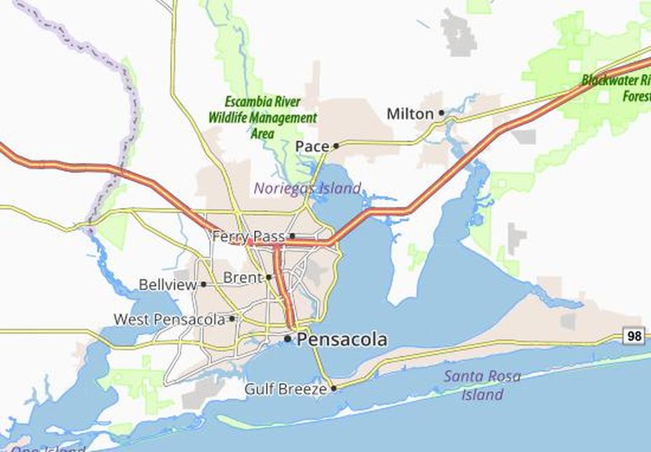 Michelin Ferry Pass Map – Viamichelin, Ferry Pass, United States, United States  Color, United States  With City