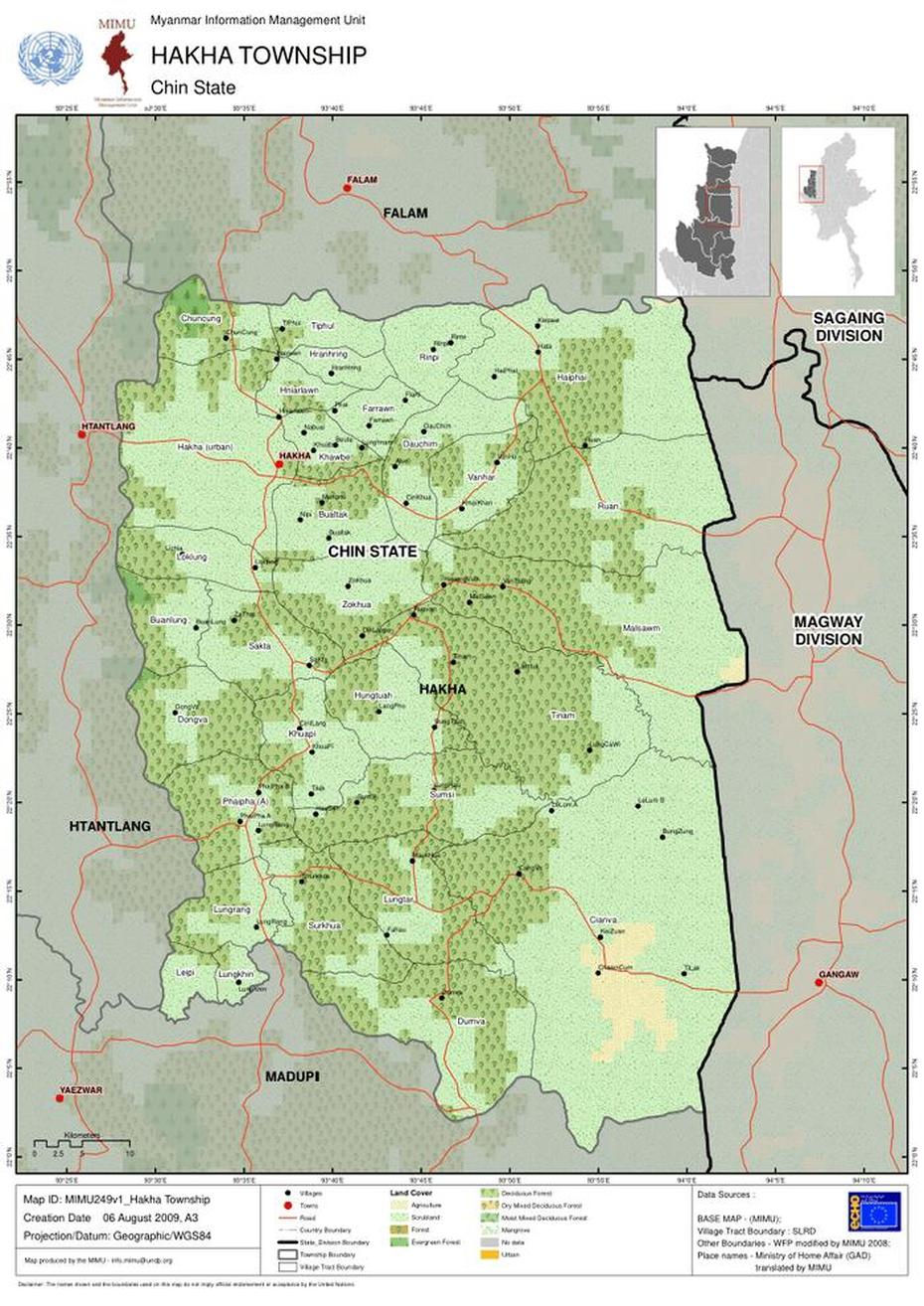 Myanmar: Reference Map Of Hakha Township, Chin State (As Of 6 Aug 2009 …, Hakha, Myanmar, Chin Myanmar, Hakha Chin