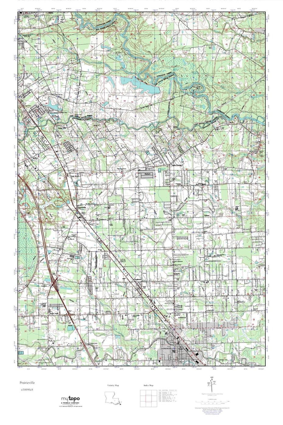 Mytopo Prairieville, Louisiana Usgs Quad Topo Map, Prairieville, United States, United States  Simple, Cool United States