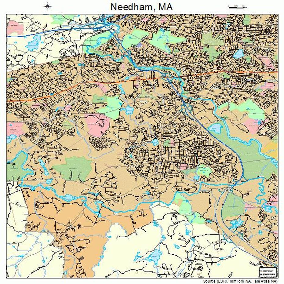 Needham Massachusetts Street Map 2544140, Needham, United States, Needham Heights Ma, Haverhill