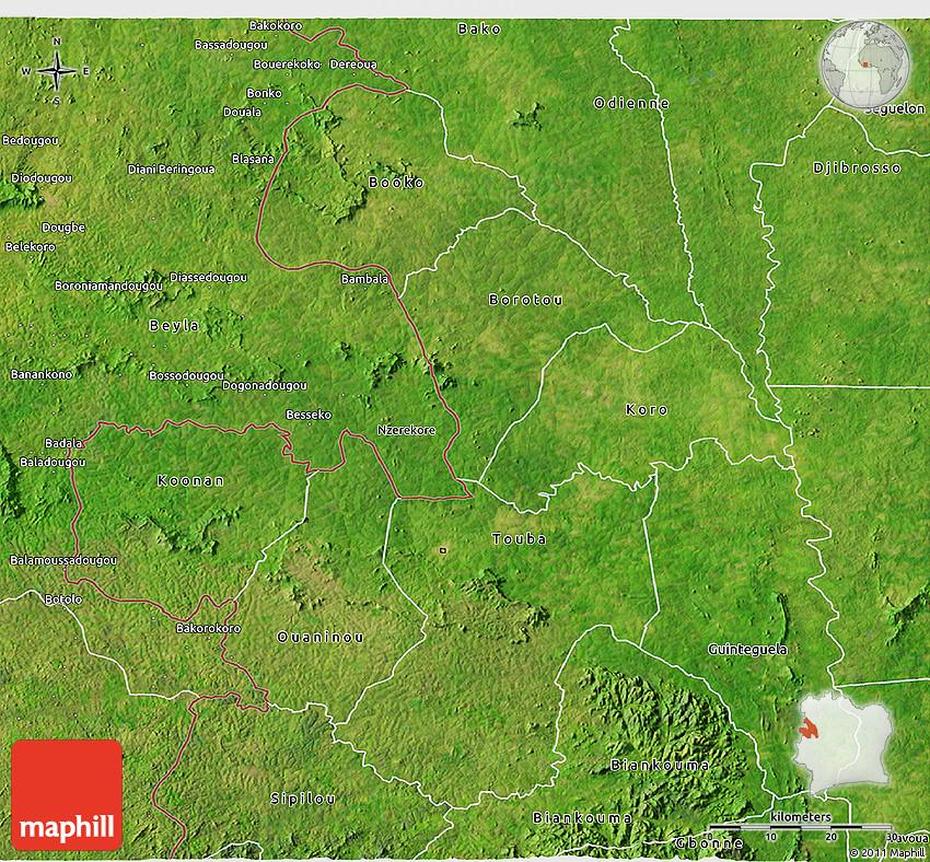 Satellite 3D Map Of Touba, Touba, Côte D’Ivoire, Cote D’Ivoire Flag, La Côte D’Ivoire