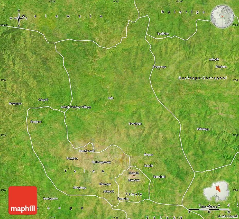 Satellite Map Of Savelugu, Savelugu, Ghana, Ghana  Detailed, Ghana  Outline