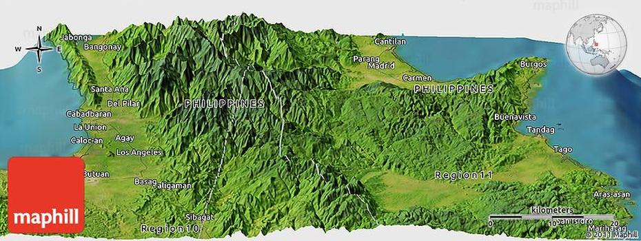 Satellite Panoramic Map Of Cantilan, Cantilan, Philippines, Cantilan, Philippines