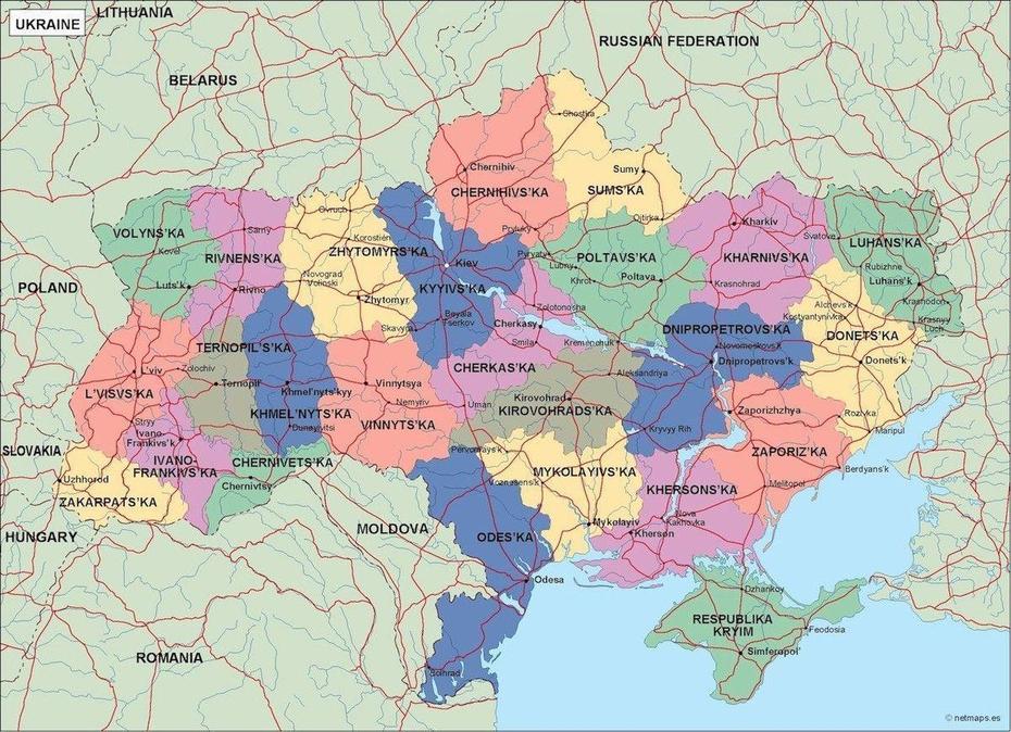 Ukraine Political Map | | Digital Maps. Netmaps Uk Vector Eps & Wall Maps, Holubivske, Ukraine, Of Ukraine Cities, Ukraine Borders