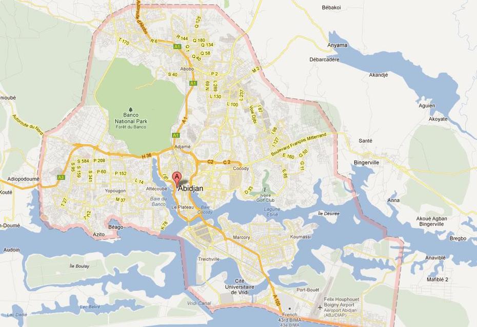 Abidjan Map And Abidjan Satellite Image, Abidjan, Côte D’Ivoire, Where Is Cote D’Ivoire, Cote D’Ivoire West Africa