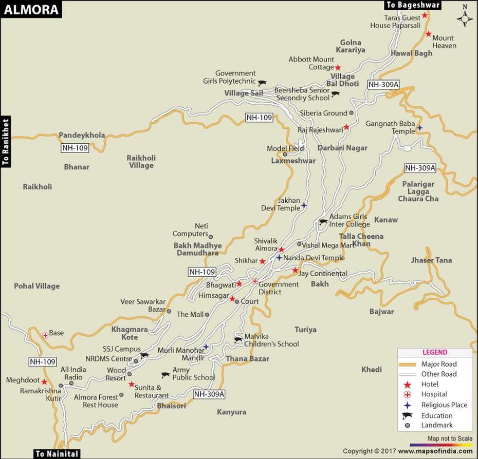 Almora City Map, Almora, India, Manila Almora, Almora Market