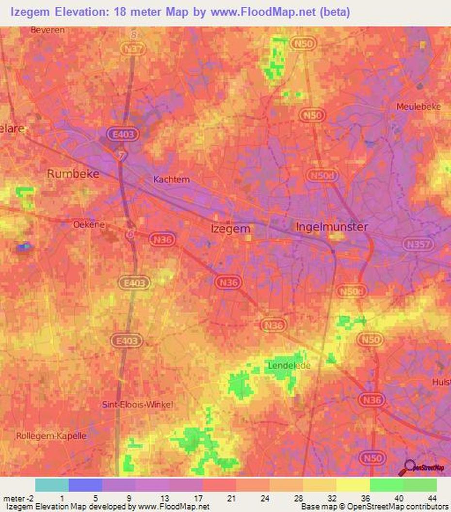 Elevation Of Izegem,Belgium Elevation Map, Topography, Contour, Izegem, Belgium, Kortrijk Belgium, St Omer France