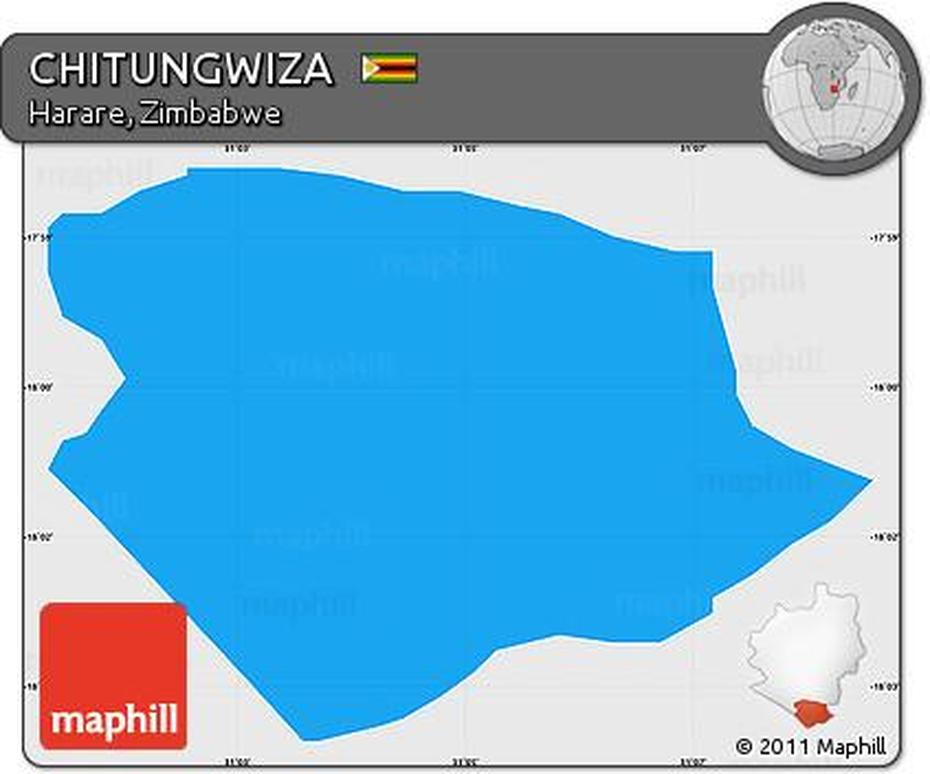 Free Political Simple Map Of Chitungwiza, Single Color Outside, Chitungwiza, Zimbabwe, Great Zimbabwe, Kariba