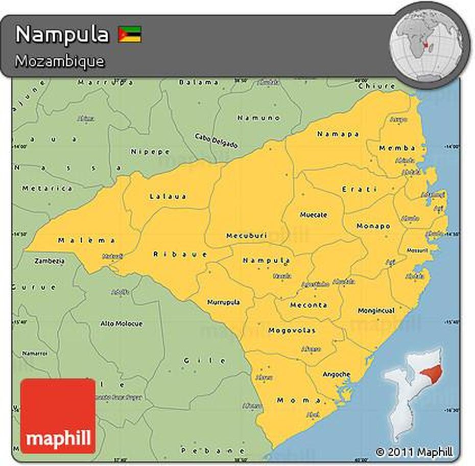 Free Savanna Style Simple Map Of Nampula, Nampula, Mozambique, Mozambique Mountains, Uto Mozambique