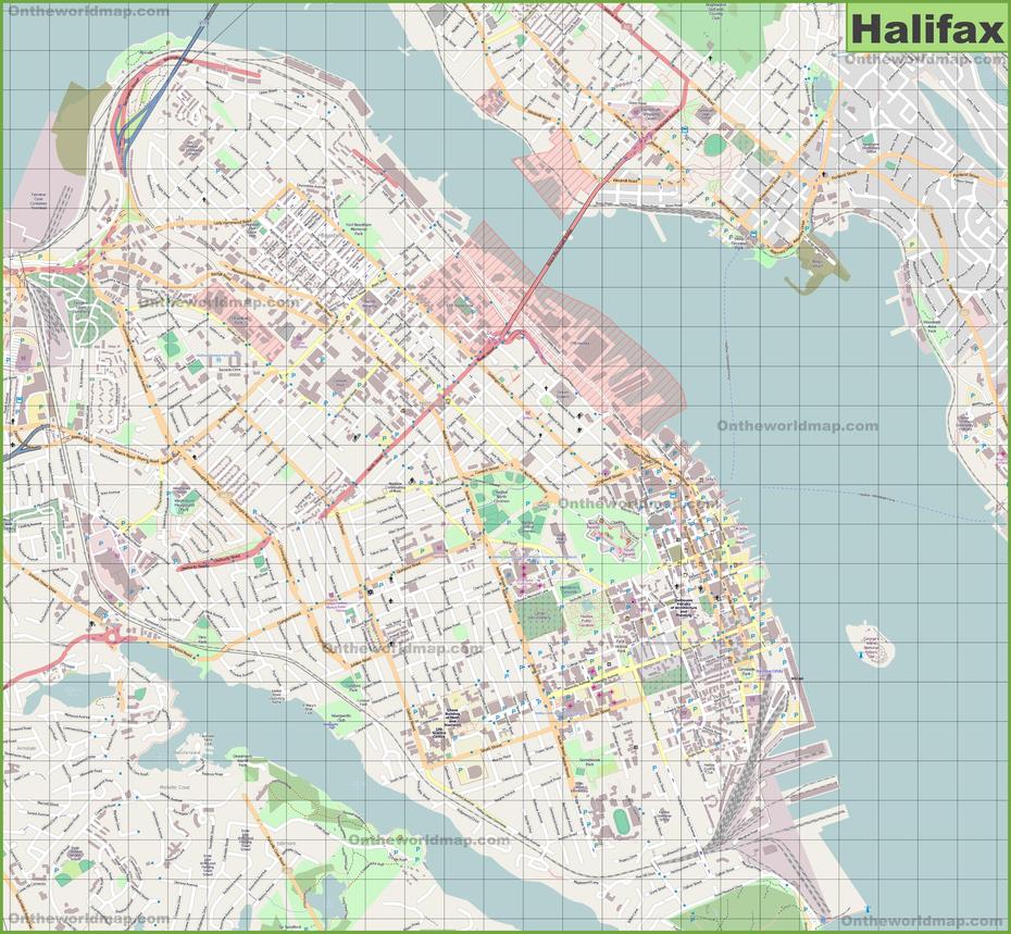 Large Detailed Map Of Halifax, Halifax, Canada, Halifax Area, Halifax City