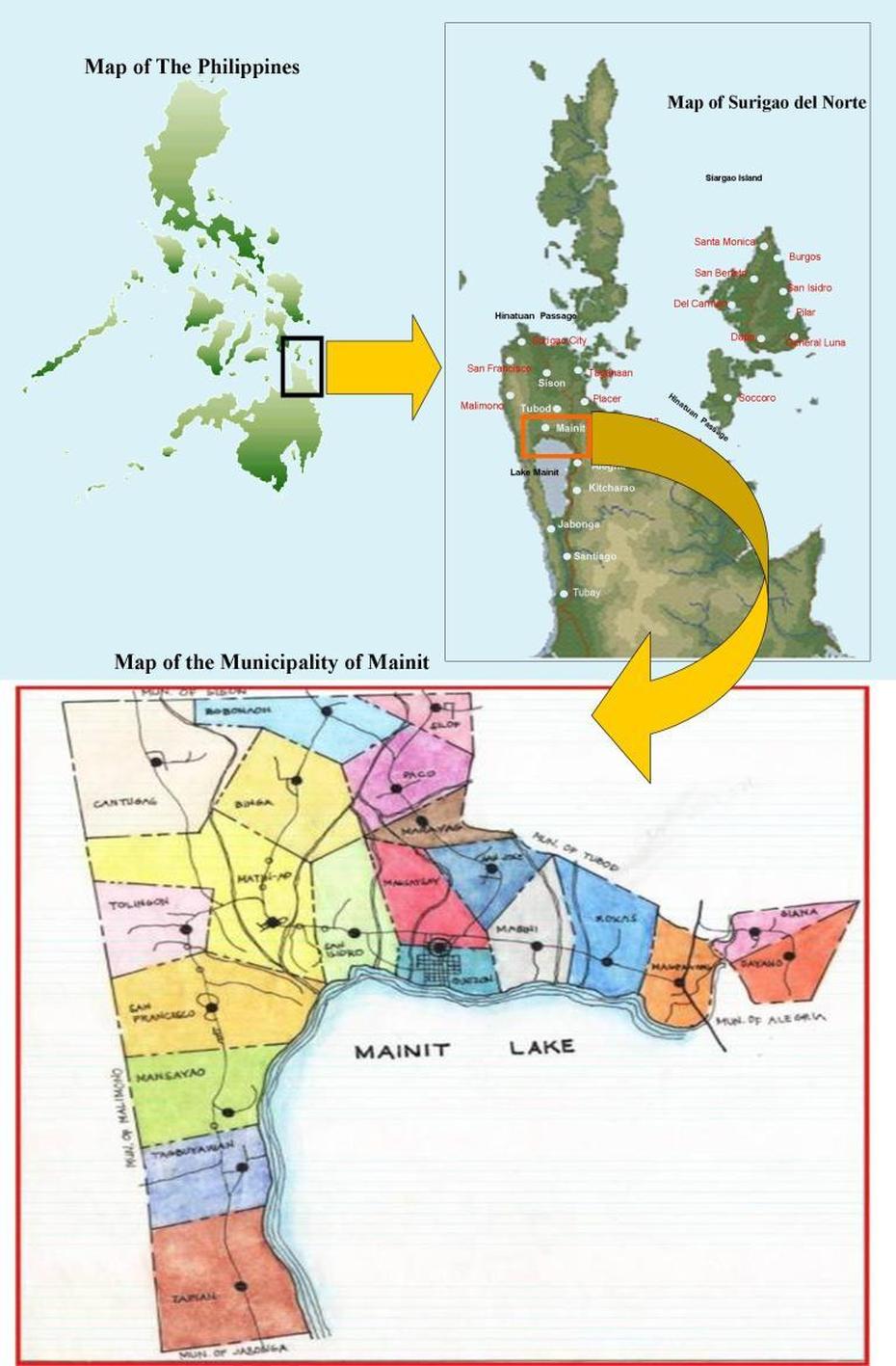 Mainit Municipal Map | Municipality Of Mainit, Mainit, Philippines, Mainit Spring, Lake Mainit