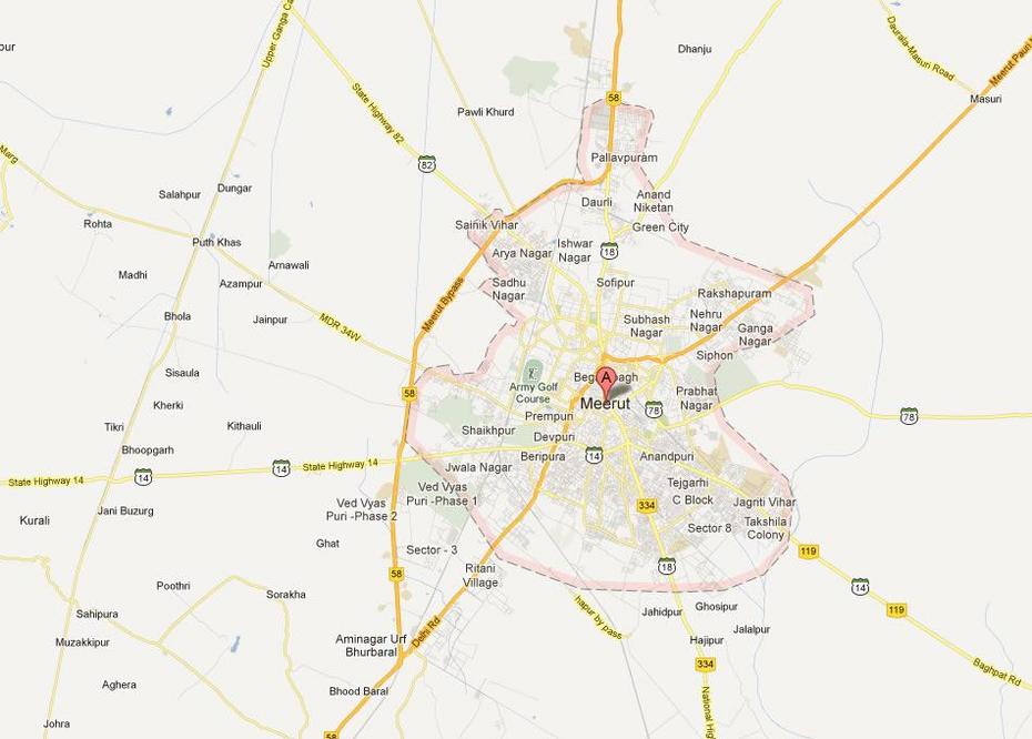 Map Of Meerut City, Meerut, India, Meerut Airport, Mumbai India On A